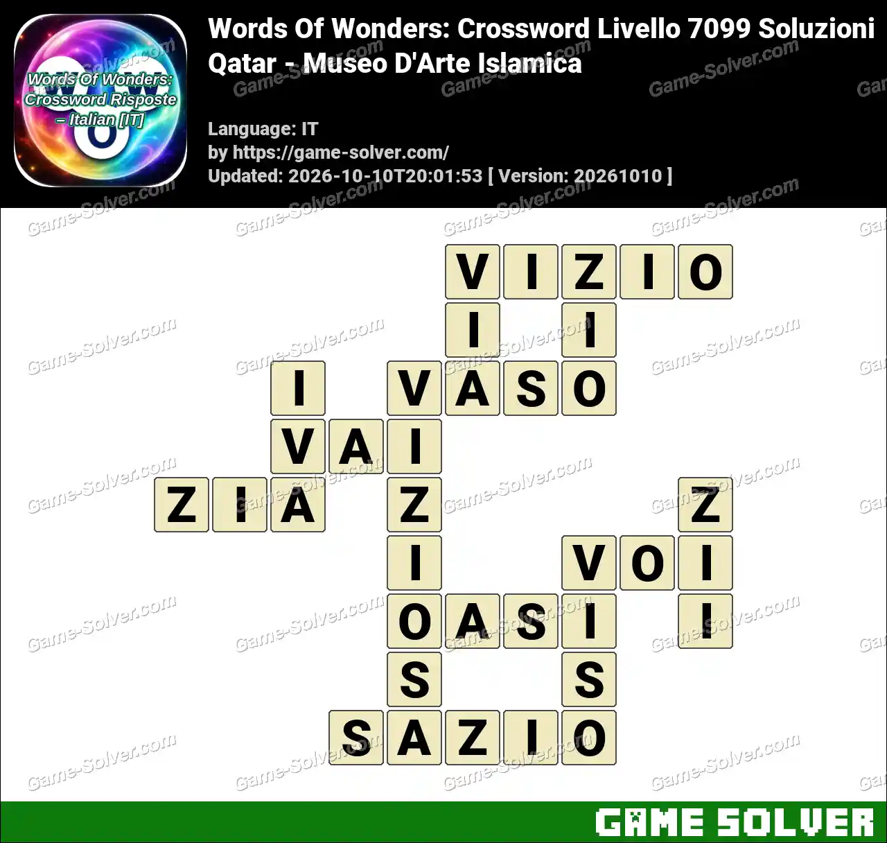 Words Of Wonders: Crossword Livello 7099 Soluzioni – Qatar – Museo D’Arte Islamica